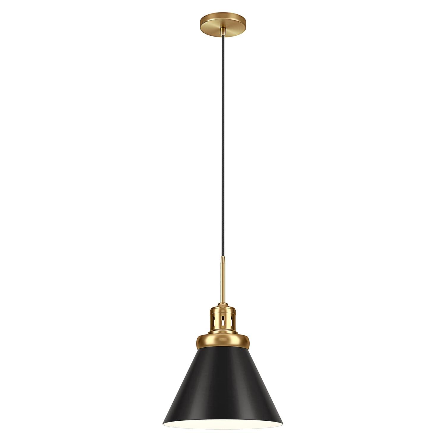 Evelyn&Zoe 17" Brushed Brass/Blackened Bronze Pendant