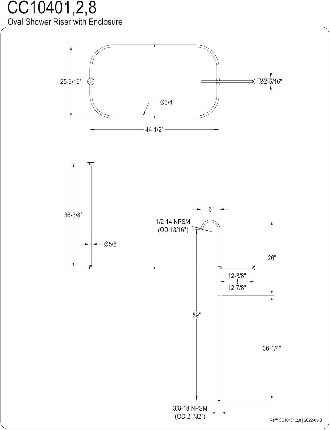Kingston Brass Vintage Shower Riser with Rectangular Enclosure