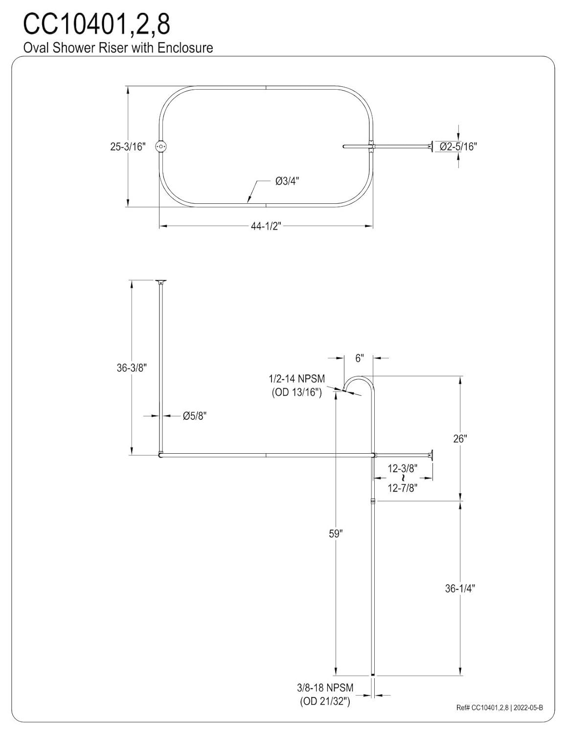 Kingston Brass Vintage Shower Riser with Rectangular Enclosure