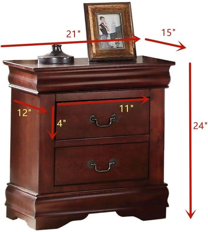 Elegant Cherry Wood Nightstand with Brush Nickel Accents