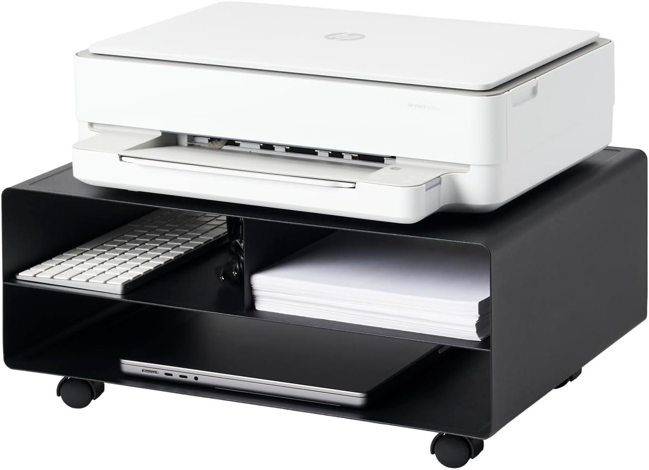 Yamazaki Home Desktop Printer Stand - Computer Accessory Office Organizer, Steel