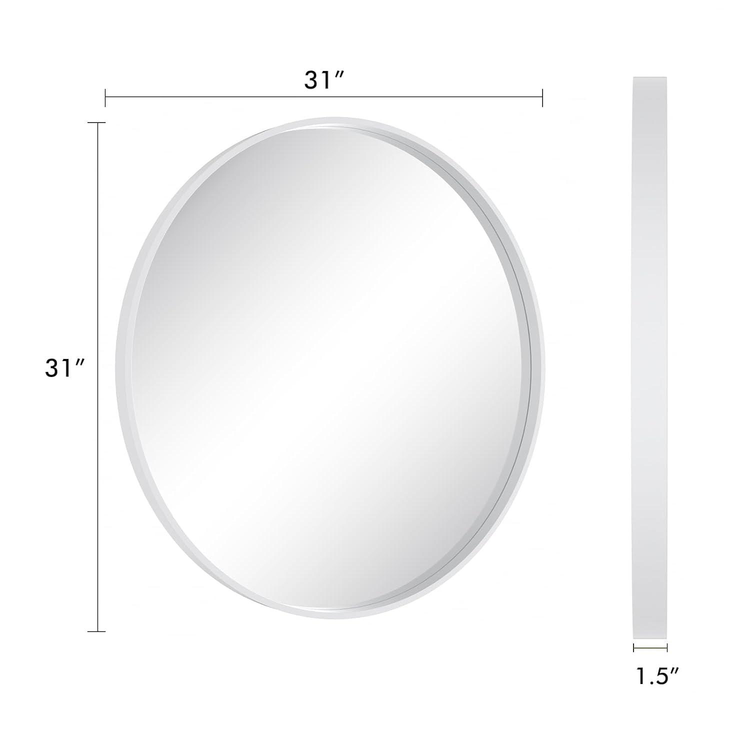 Walnut Round Pine Wood Mirror, 32" Diameter