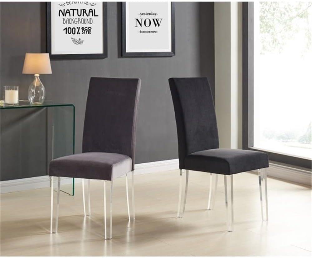 Dalia Modern and Contemporary Dining Chair in Velvet with Acrylic Legs (Set of 2)