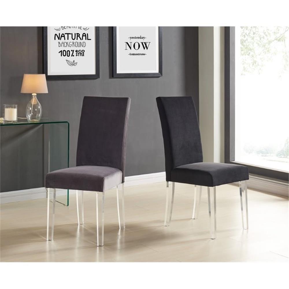 Dalia Modern and Contemporary Dining Chair in Velvet with Acrylic Legs (Set of 2)