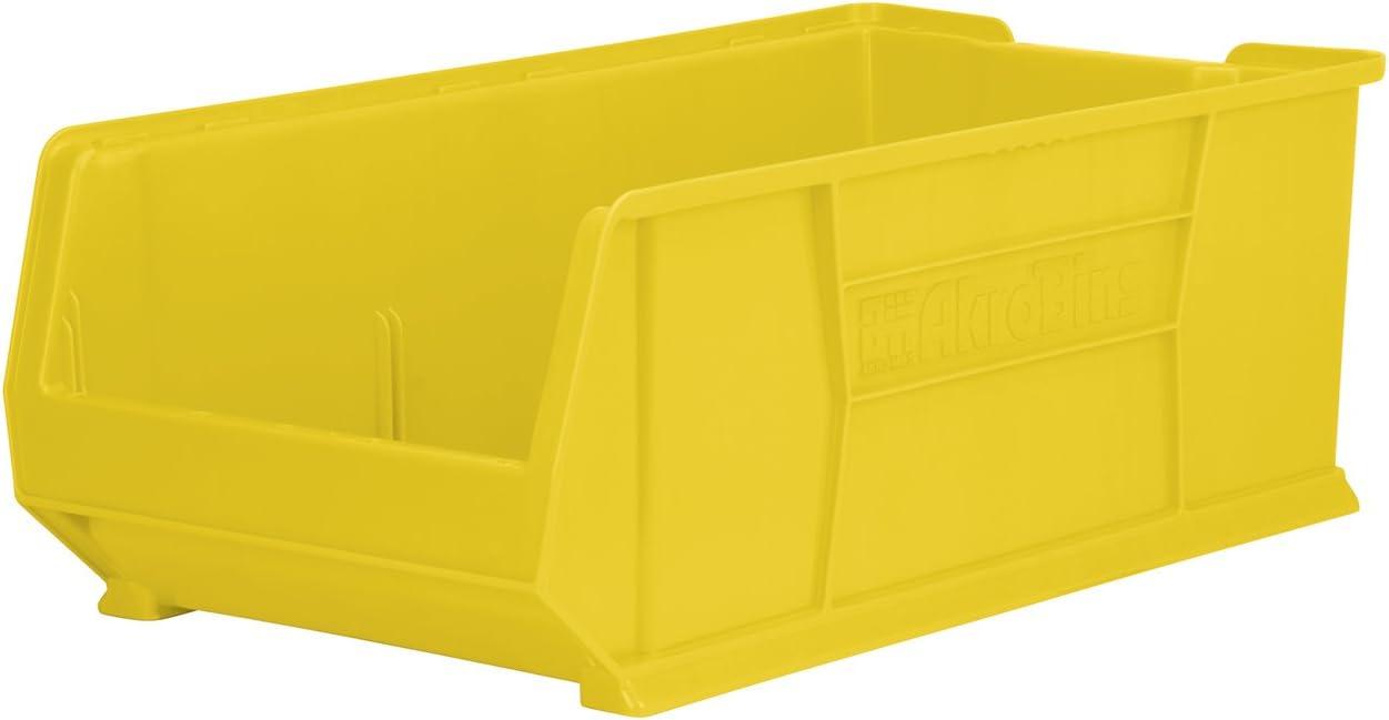 Yellow Plastic Stackable Storage Bin for Garage Organization