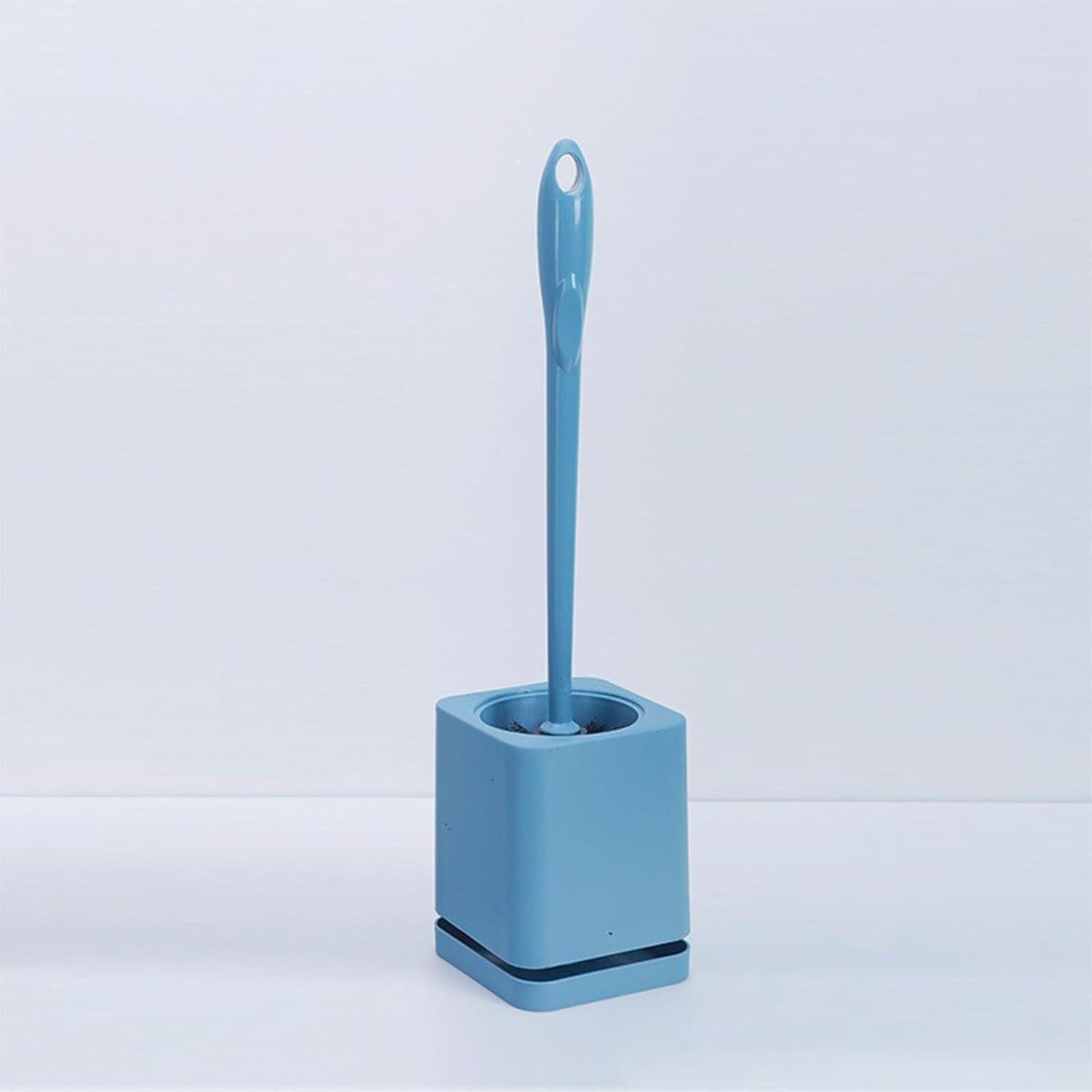 Blue Plastic Compact Toilet Brush with Holder