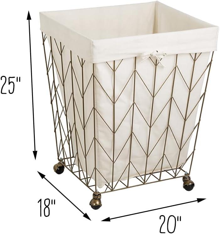 Honey-Can-Do Laundry Baskets Light Gold: Metal, Removable Liner, Wheels, Multipurpose, 25" Height, 8550 Volume Capacity