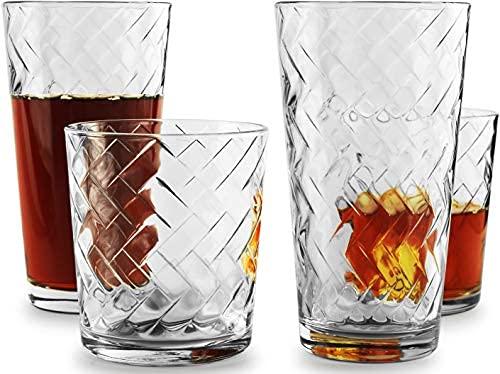 Chevron Clear Glass 12-Piece Beverage Set