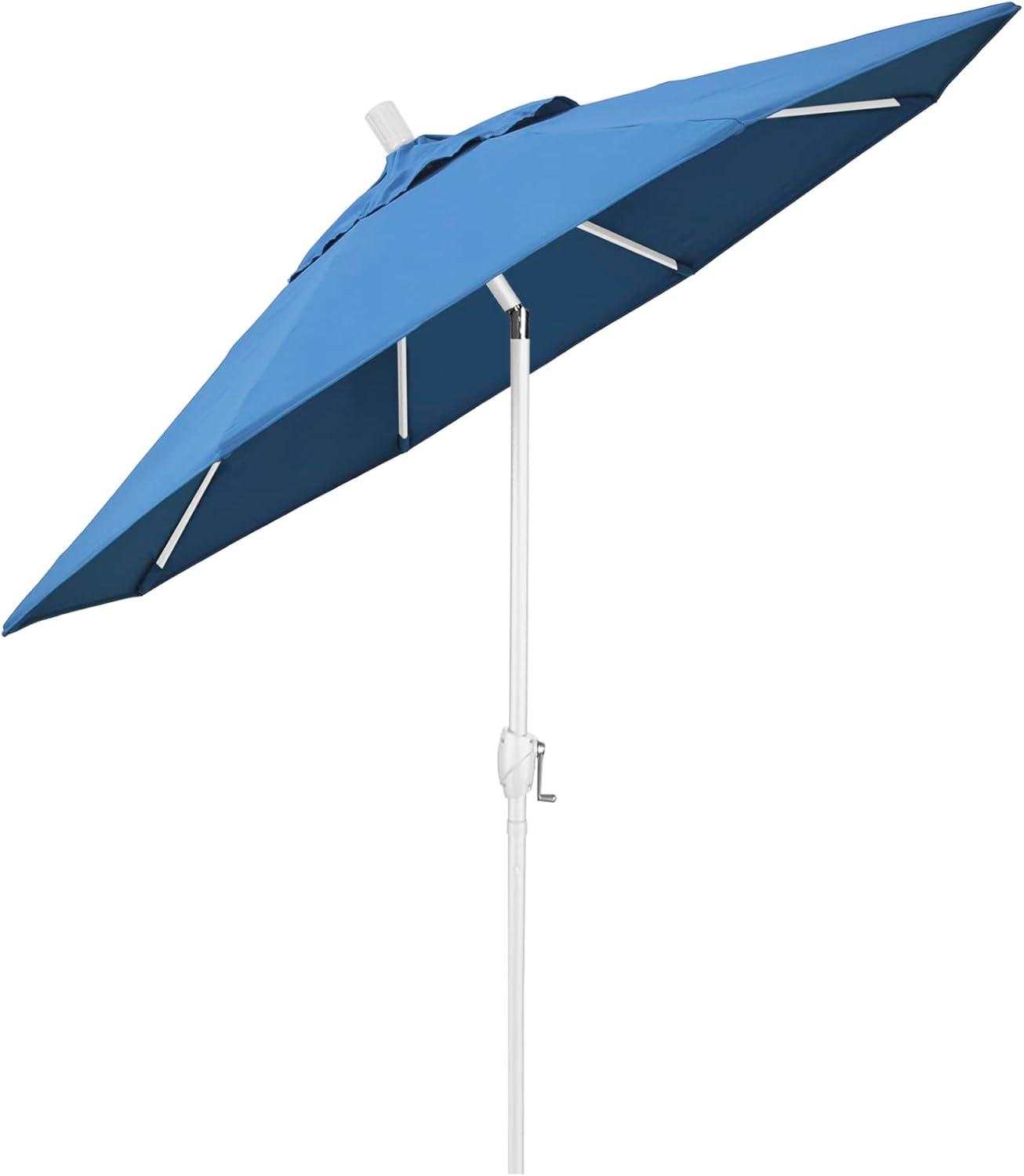 7.5 ft. Capri Blue Aluminum Market Umbrella with Matte White Pole