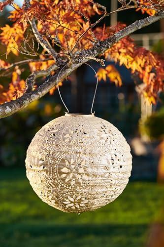 Stella Boho Globe Solar Lantern in Pearl - 18x14" Tyvek Outdoor Light