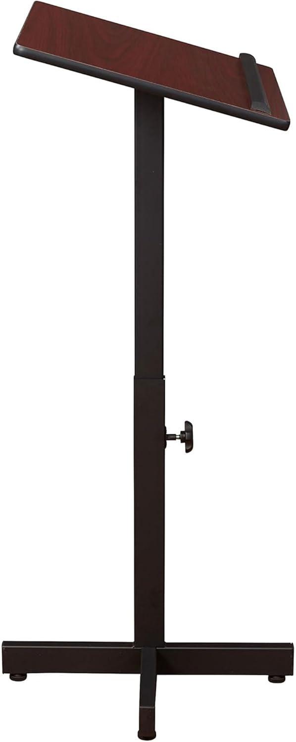 Adjustable Black and Mahogany Mobile Steel Lectern