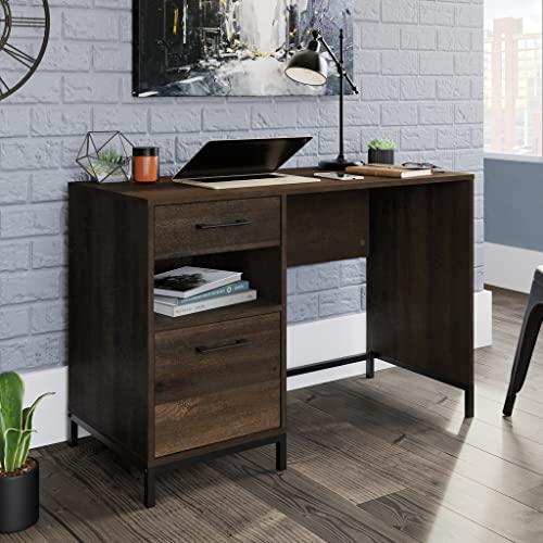 North Avenue Smoked Oak Home Office Desk with Black Metal Base