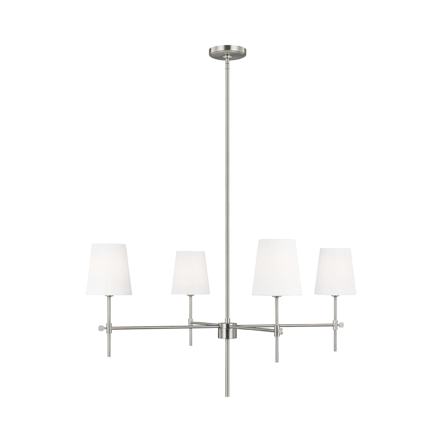 Generation Lighting 4-Light Baker Chandelier Brushed Nickel 3287204-962 | Modern Ceiling Light Fixture for Room Decor| Chandelier for Dining Room or Living Room Uses Standard or LED Light Bulbs