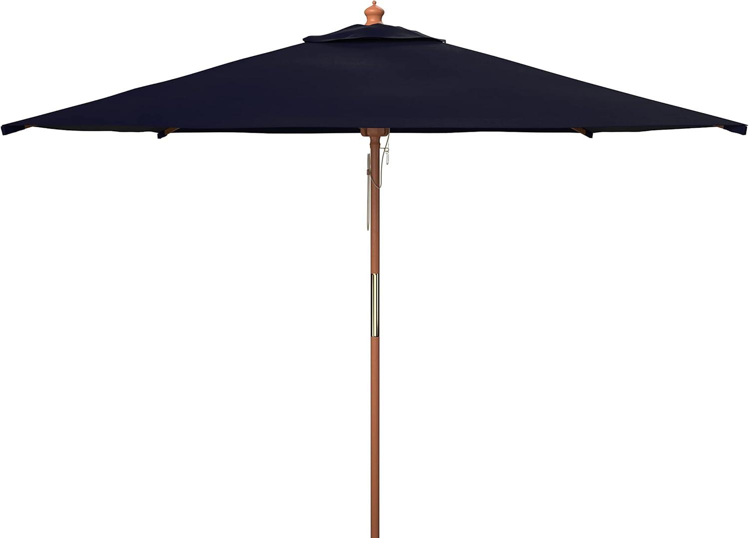 Velop 7.5 Ft Square Wooden Pulley Market Umbrella - PAT8409 - Navy - Safavieh