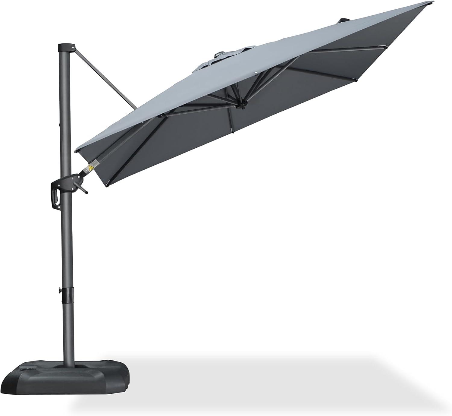 PURPLE LEAF 8 Feet Patio Umbrella Outdoor Cantilever Square Umbrella Aluminum Offset Umbrella with 360-degree Rotation for Garden Deck Pool Patio, Light Grey