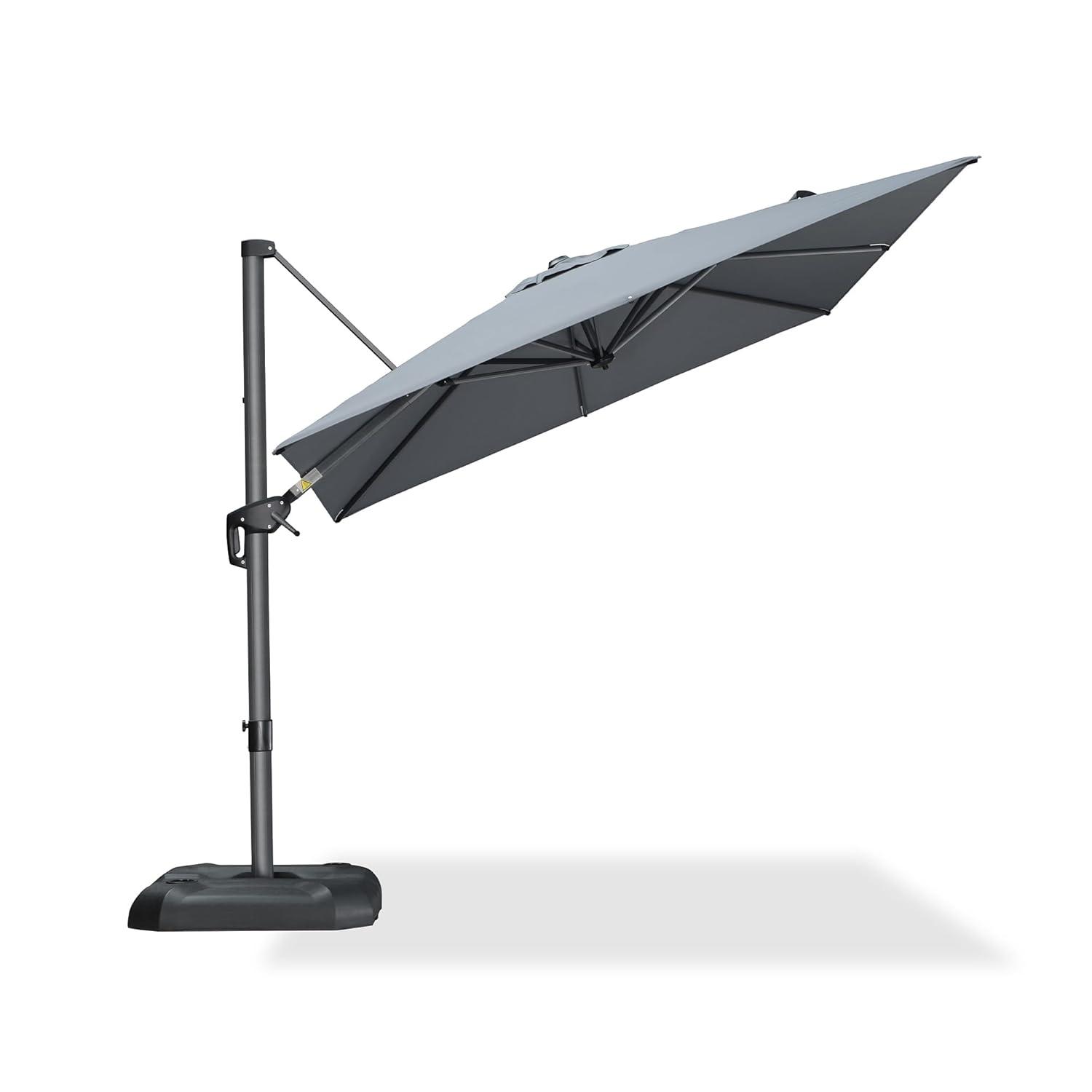 PURPLE LEAF 8 Feet Patio Umbrella Outdoor Cantilever Square Umbrella Aluminum Offset Umbrella with 360-degree Rotation for Garden Deck Pool Patio, Light Grey