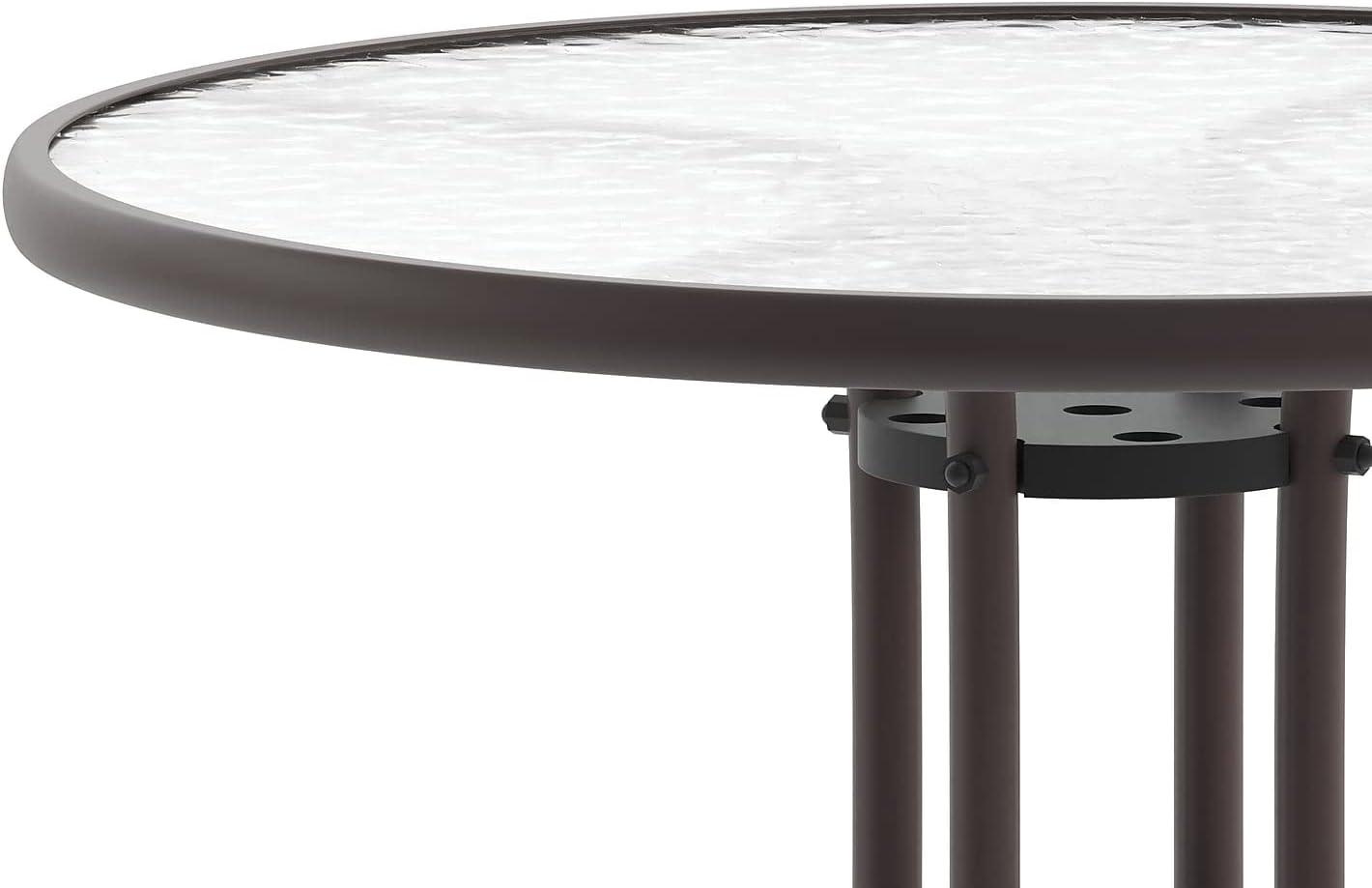 Flash Furniture Bellamy 31.5'' Round Tempered Glass Metal Table