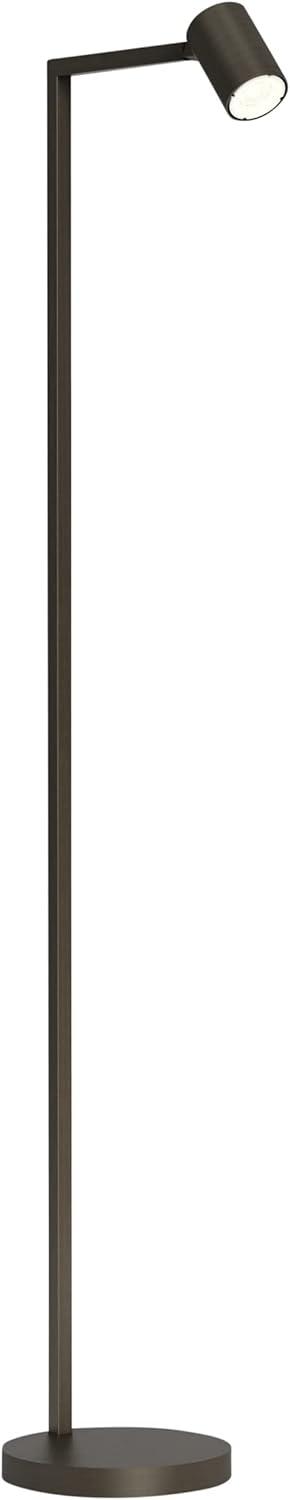 Astro Adjustable Bronze Steel Task Floor Lamp with Round Shade