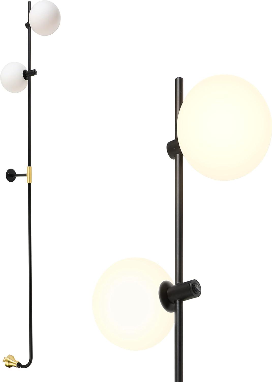 Equinox Modern Black LED Wall Sconce Lamp with Frosted Glass Globes