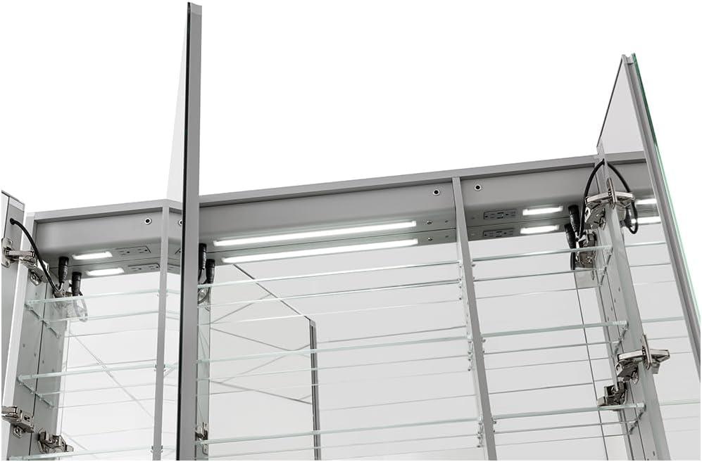 AQUADOM Signature Royale LED Medicine Cabinet, Defogger, LED 3X Makeup Mirror, Electrical Outlets