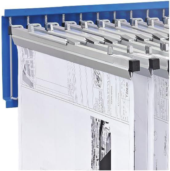 Black Steel Wall-Mounted Blueprint Rack with Pivot Brackets