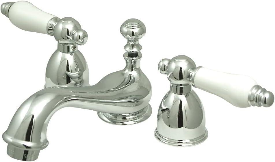 Kingston Brass KS3951PL Kingston Brass Restoration Two-Handle 3-Hole Deck Mount Mini-Widespread Bathroom Faucet with Brass Pop-Up