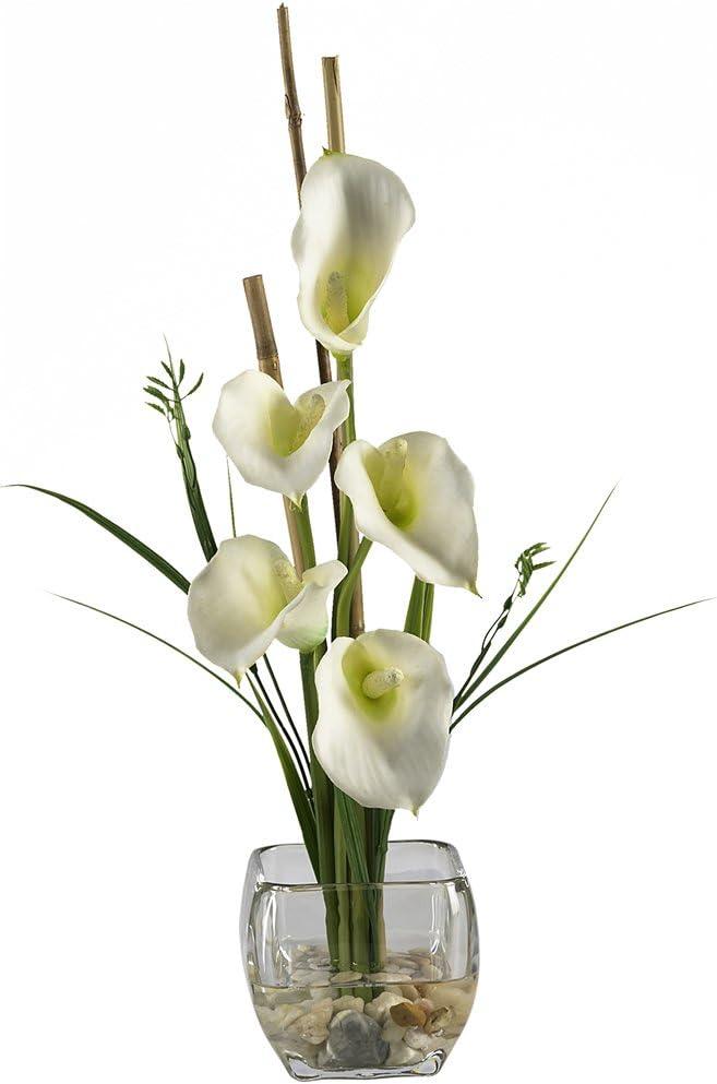 Nearly Natural Calla Lily Liquid Illusion Artificial Flower Arrangement, Cream