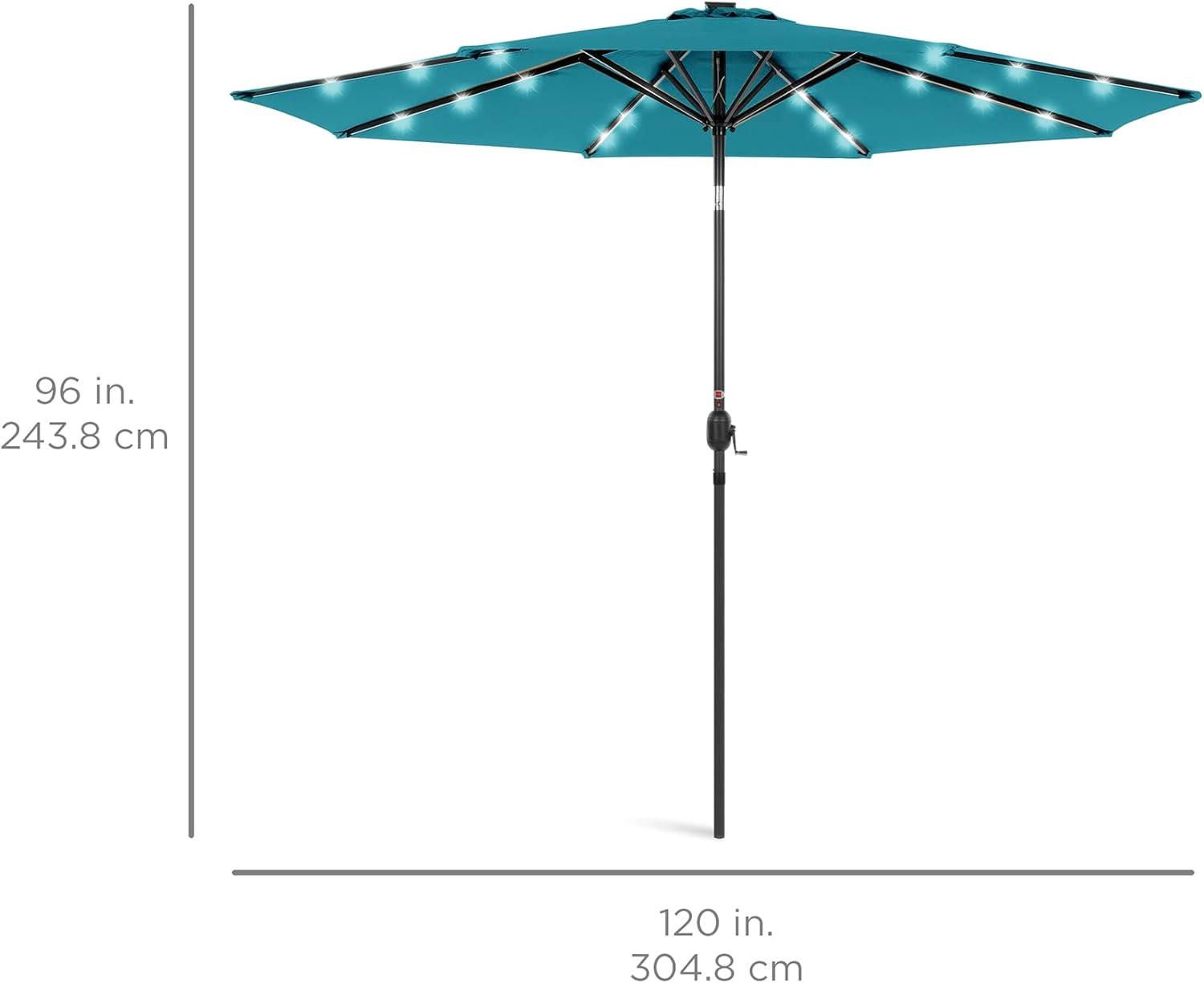 Best Choice Products 10ft Solar LED Lighted Patio Umbrella w/ Tilt Adjustment, UV-Resistant Fabric - Cerulean