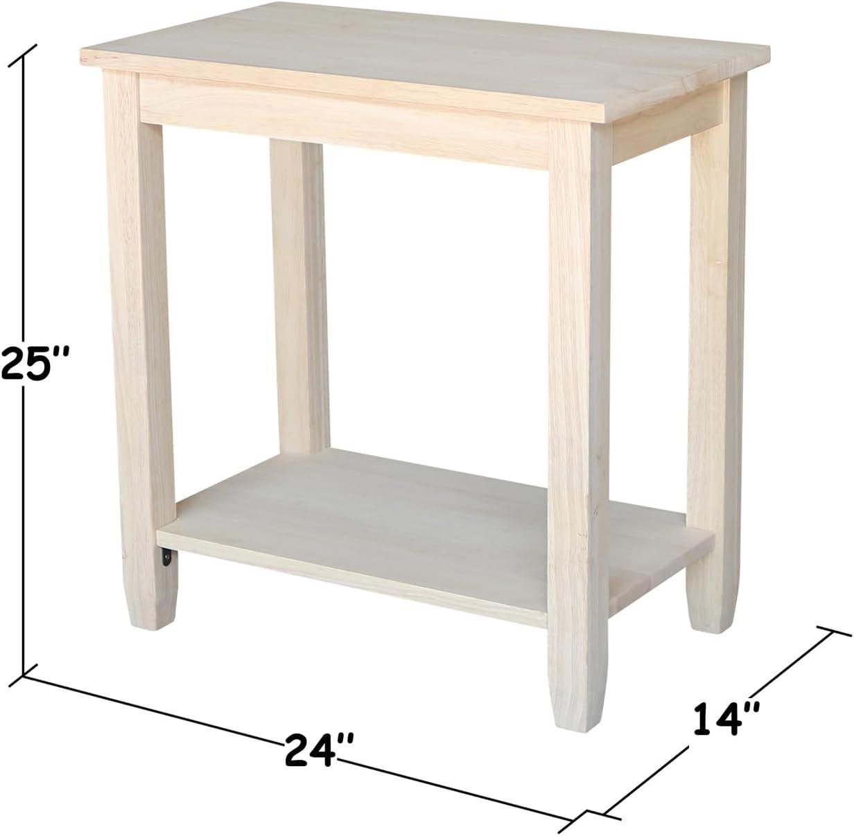 Solano Accent Table - International Concepts: Durable Parawood, Rectangle, Shelf Storage