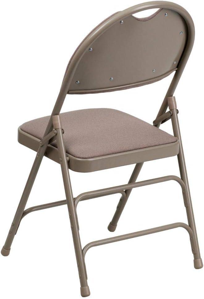 Flash Furniture 2 Pack HERCULES Series Ultra-Premium Triple Braced Beige Fabric Metal Folding Chair with Easy-Carry Handle