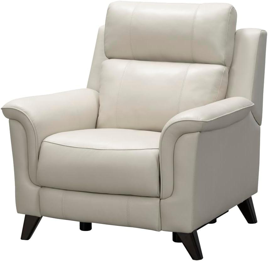 Laurel Cream Leather Wood Contemporary Recliner Chair