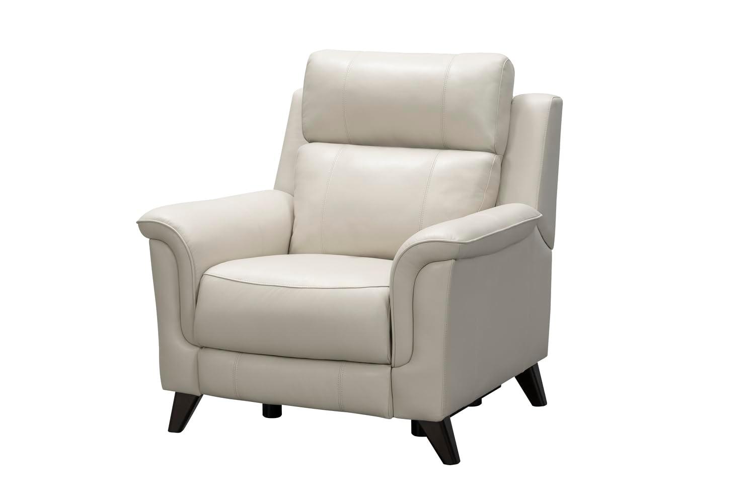 Laurel Cream Leather Wood Contemporary Recliner Chair