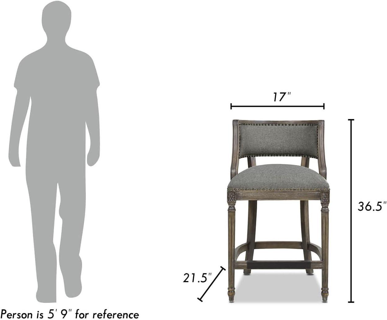 Jennifer Taylor Home Paris 26.5" Counter Bar Stool Dark Heathered Grey Linen