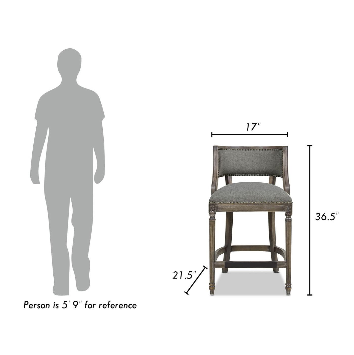 Jennifer Taylor Home Paris 26.5" Counter Bar Stool Dark Heathered Grey Linen