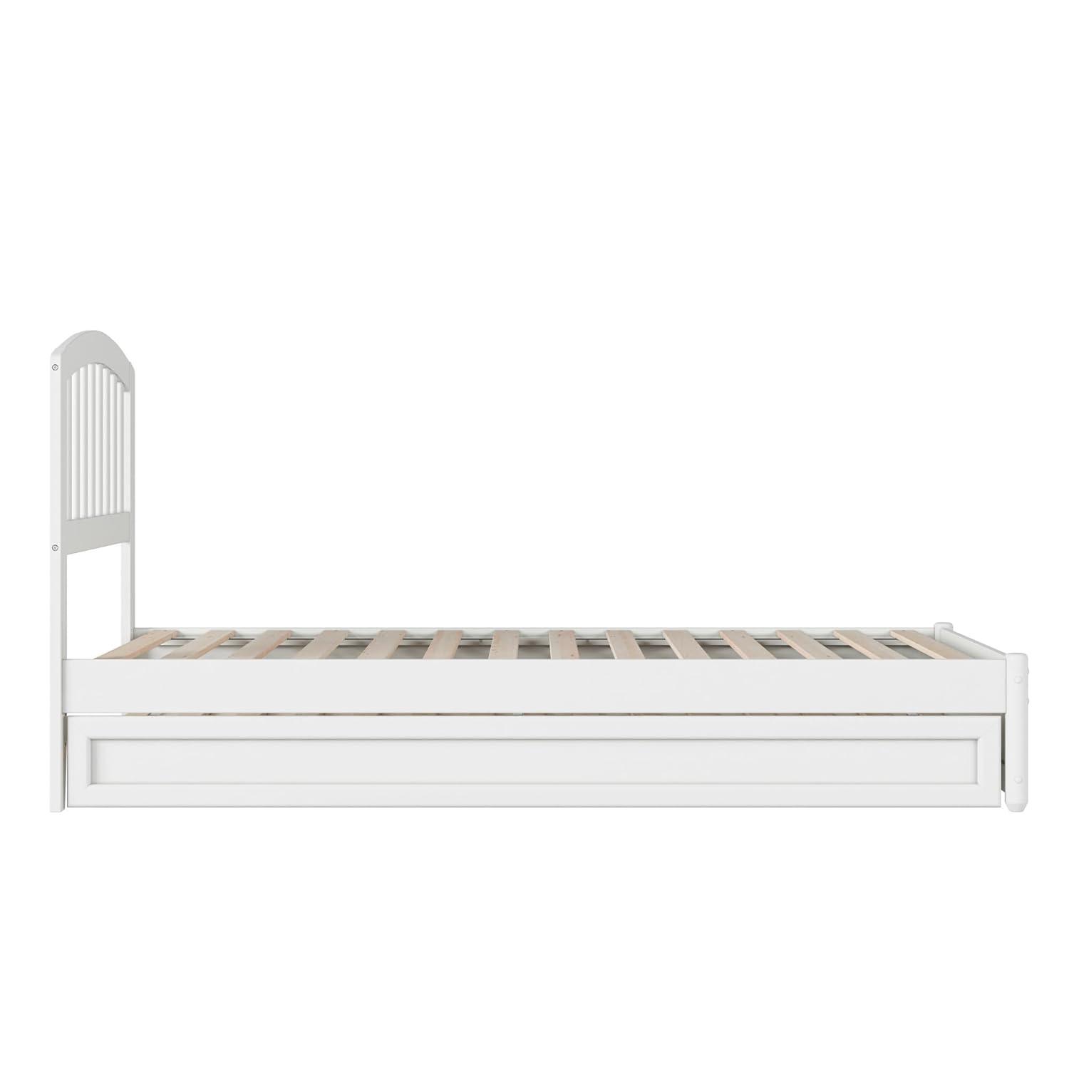 Lucia Twin XL Wood Platform Bed with Panel Footboard & Twin XL Trundle in White