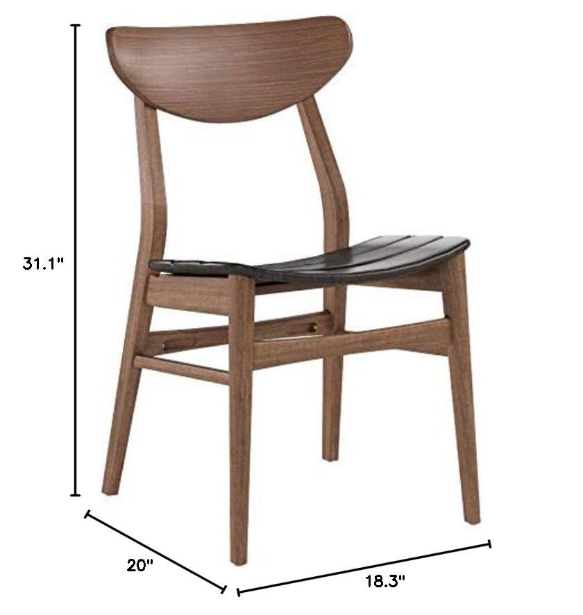 Christopher Knight Home Anise Leather / Walnut Dining Chairs, 2-Pcs Set, Dark Brown / Walnut Finish 2-Pcs Set Dark Brown / Walnut Finish