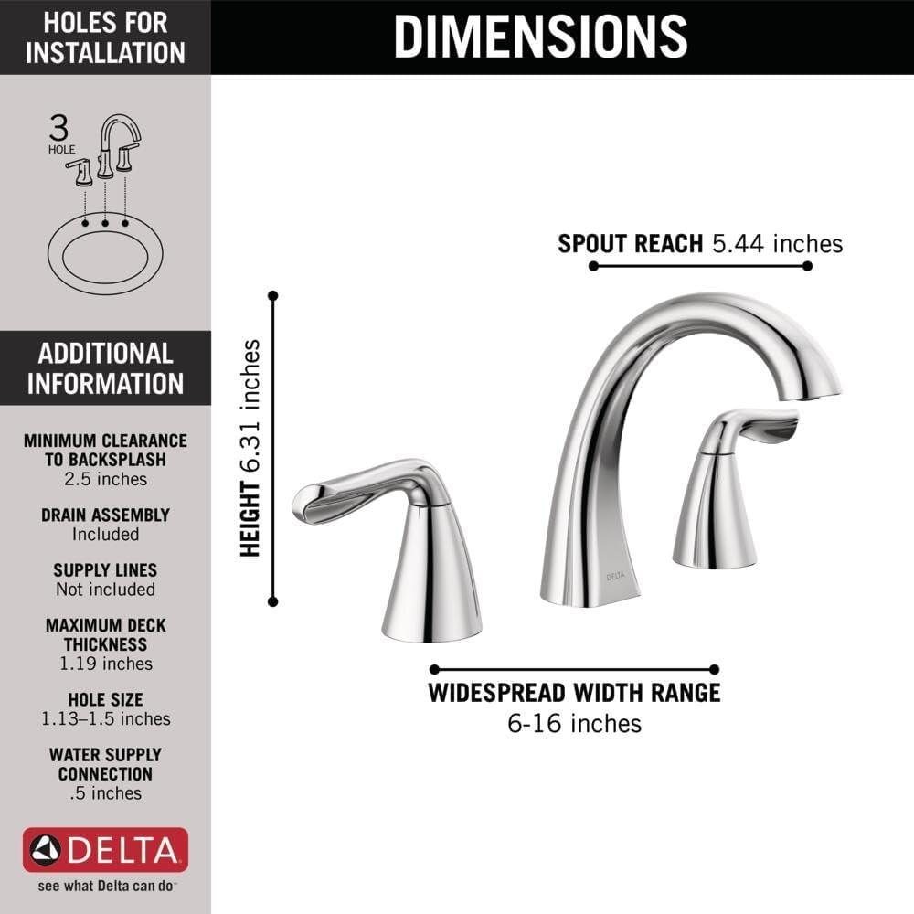 Arvo Widespread Bathroom Faucet 3 Hole, 2-handle Bathroom Sink Faucet with Drain Assembly