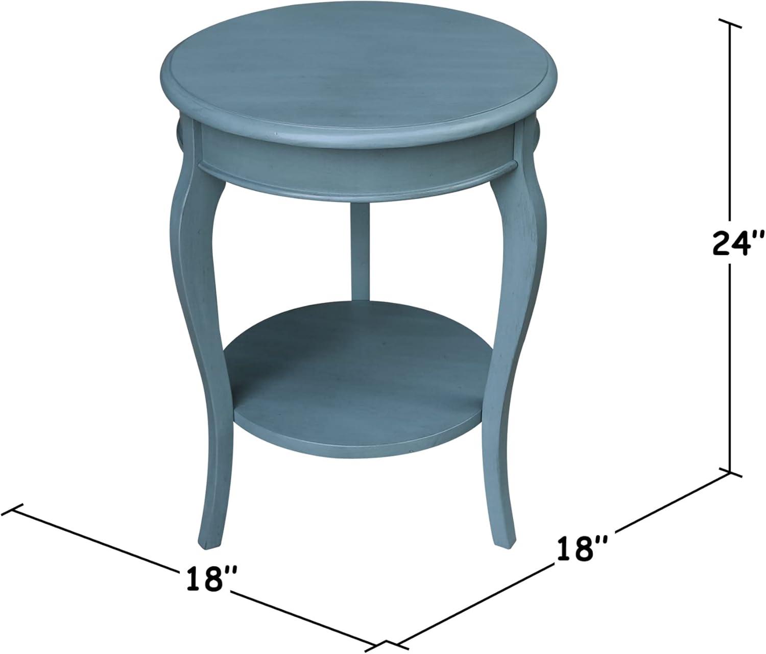 International Concepts Cambria Solid Wood Round End Table in Ocean Blue