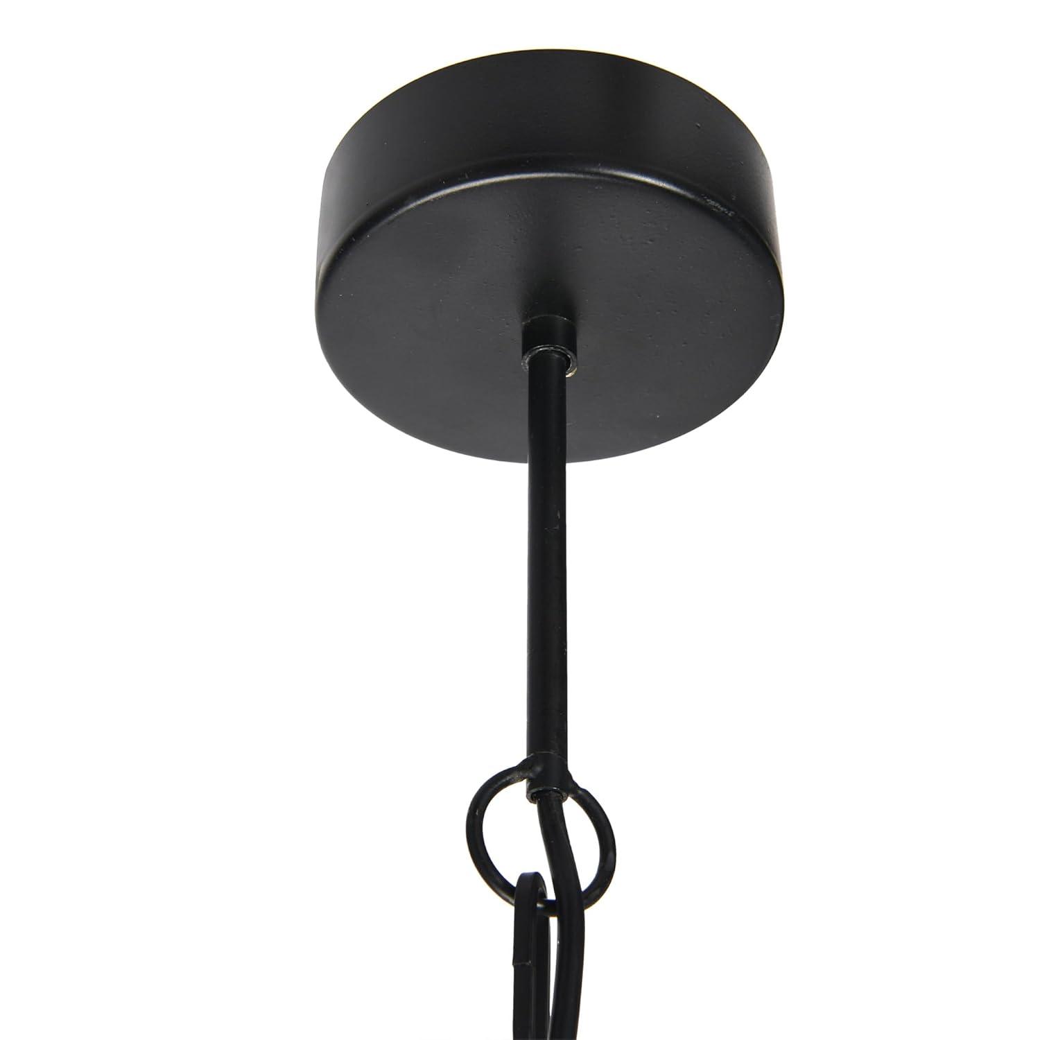 Creative Co-Op Geometric Wood and Metal Ceiling Light, Black
