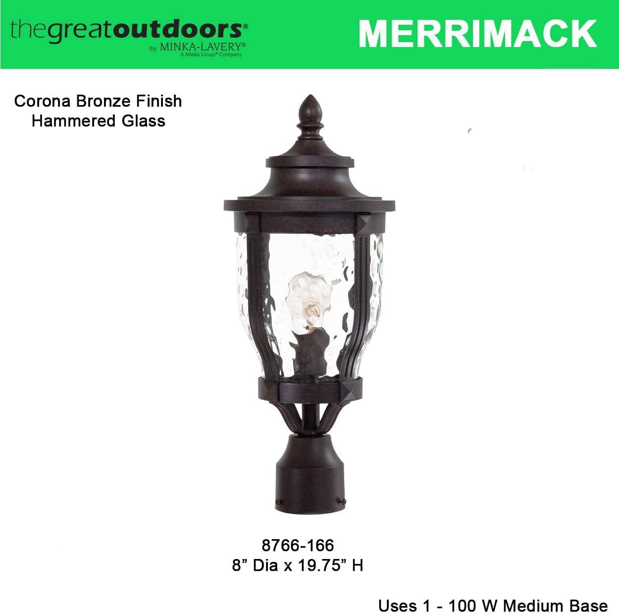 Minka Lavery Vintage Outdoor Post Light Fixture Corona Bronze 19 1/4" Clear Hammered Glass for Exterior Barn Deck Porch Yard Patio