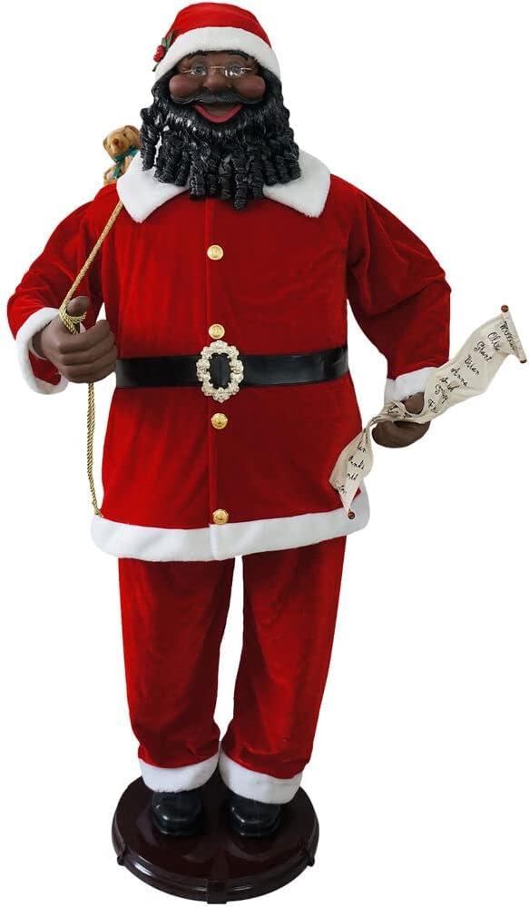 58-Inch African American Dancing Santa Claus with Naughty & Nice List