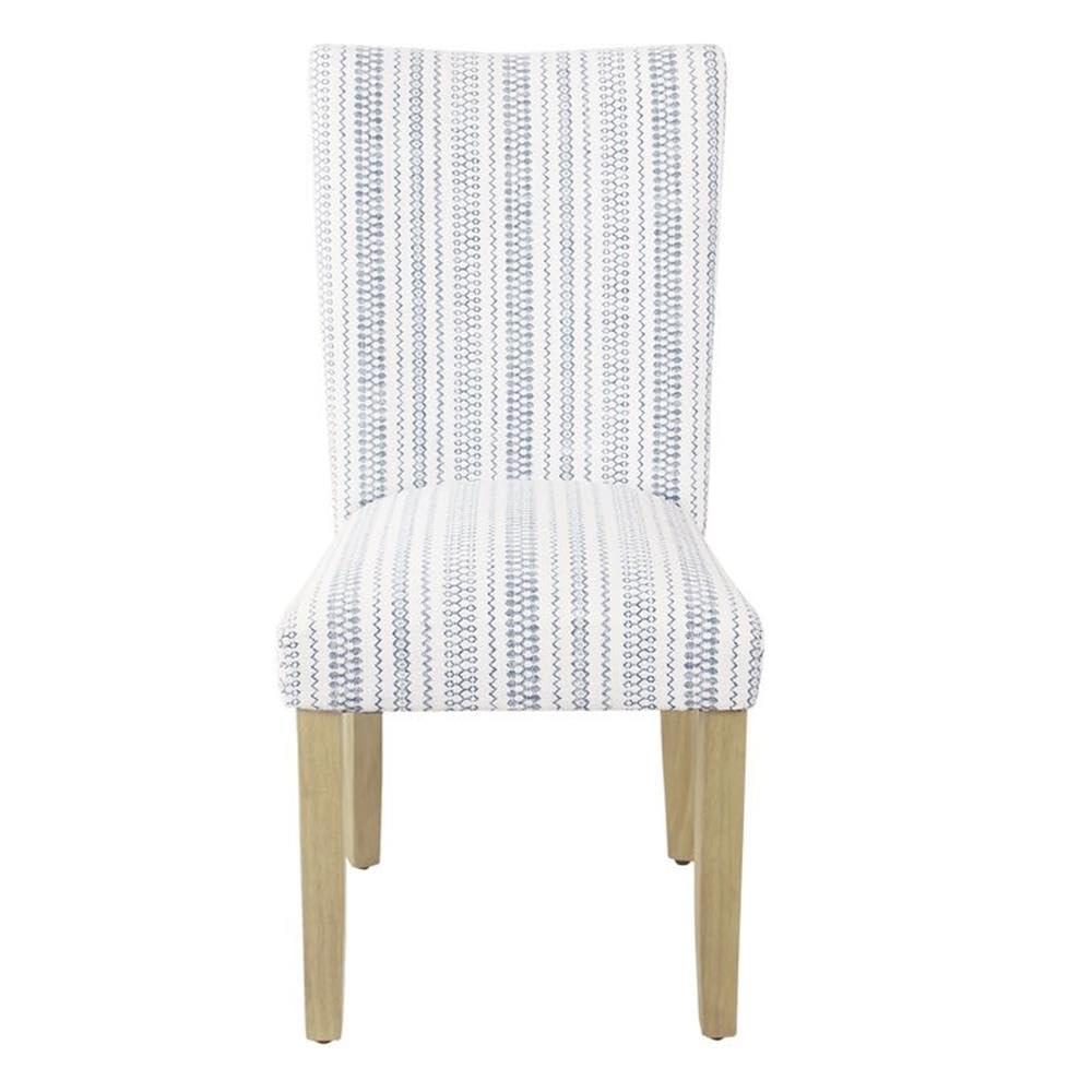 HomePop Set of 2 Parson Dining Chair Blue Farmhouse Stripe: Upholstered, Foam-Filled, Hardwood Frame