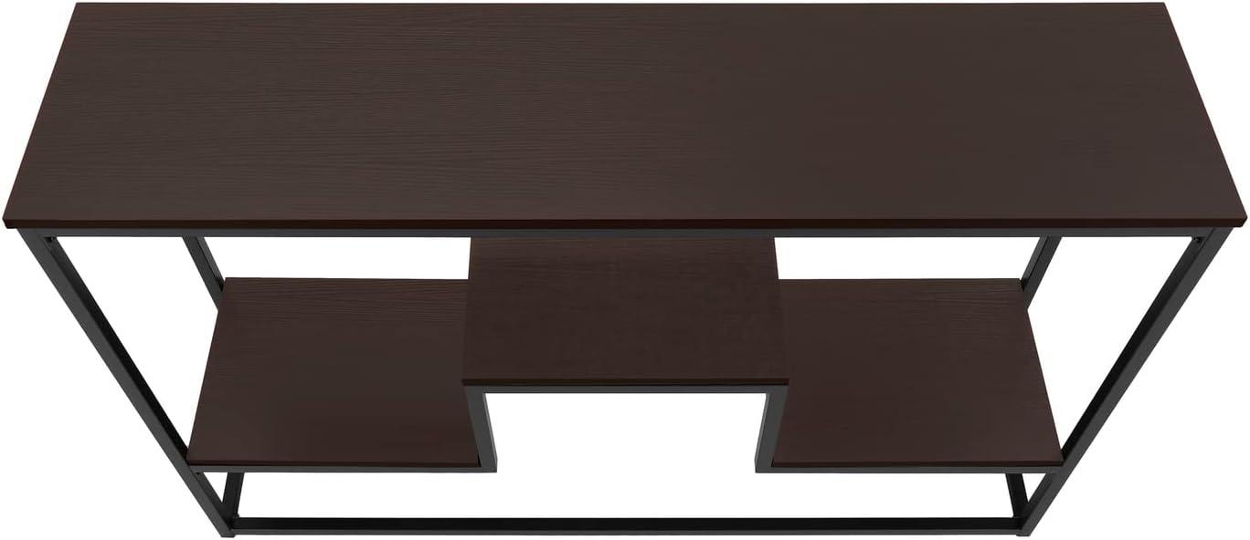Monarch Specialties Accent Table Console Entryway Narrow Sofa Living Room Bedroom Brown Laminate Black Metal Contemporary Modern