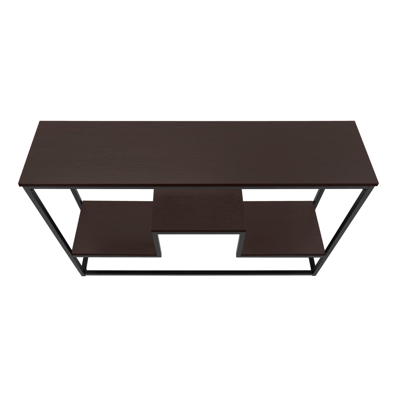 Monarch Specialties Accent Table Console Entryway Narrow Sofa Living Room Bedroom Brown Laminate Black Metal Contemporary Modern