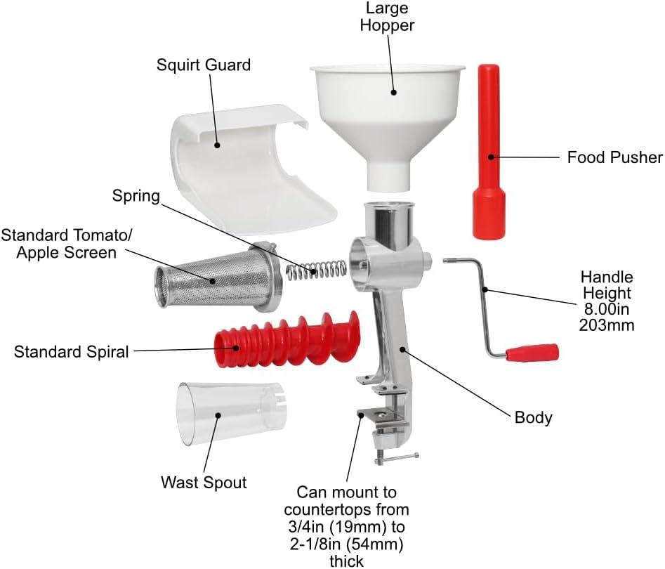 Johnny Apple Sauce Maker Model 250 Food Strainer (No Motor Included)