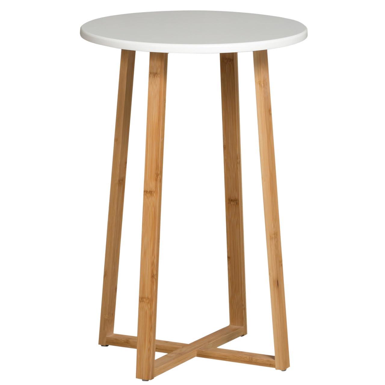 Eccostyle Solid Bamboo Frame Round Plant Table - White