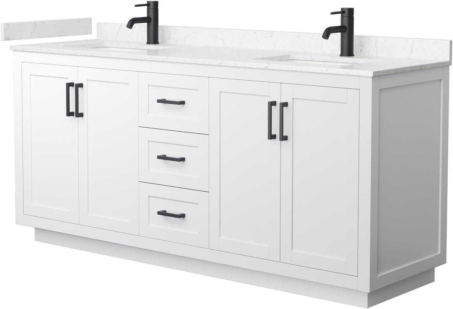 Miranda 72" Freestanding Double Bathroom Vanity with Cultured Marble Top