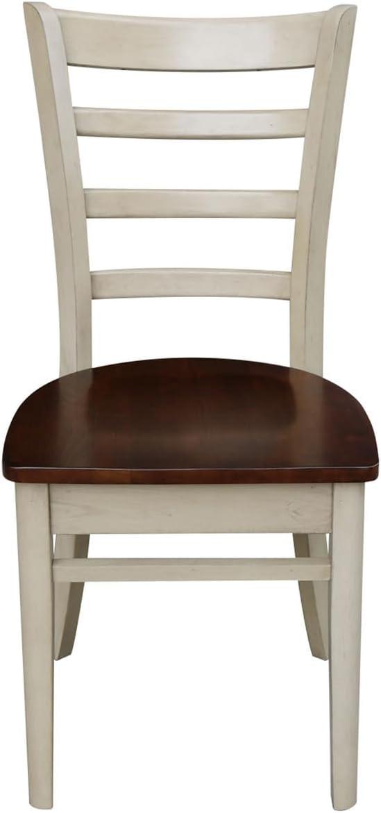 Antiqued Almond & Espresso Ladderback Solid Wood Side Chair