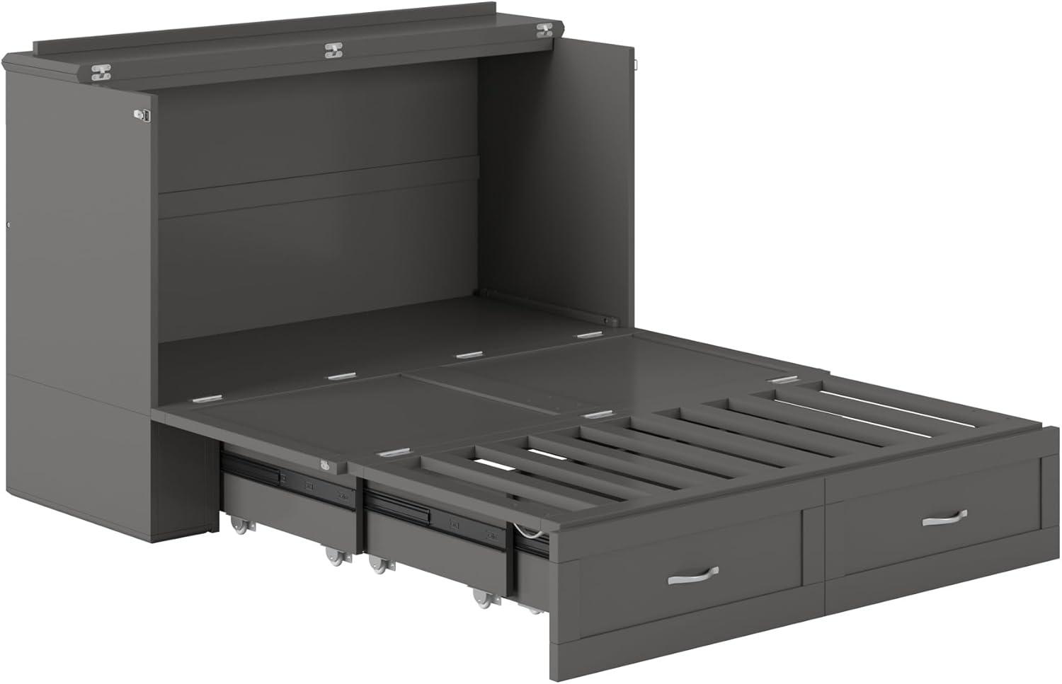 AFI Hamilton Full Solid Wood Murphy Bed Chest with Built-In Charger in Gray