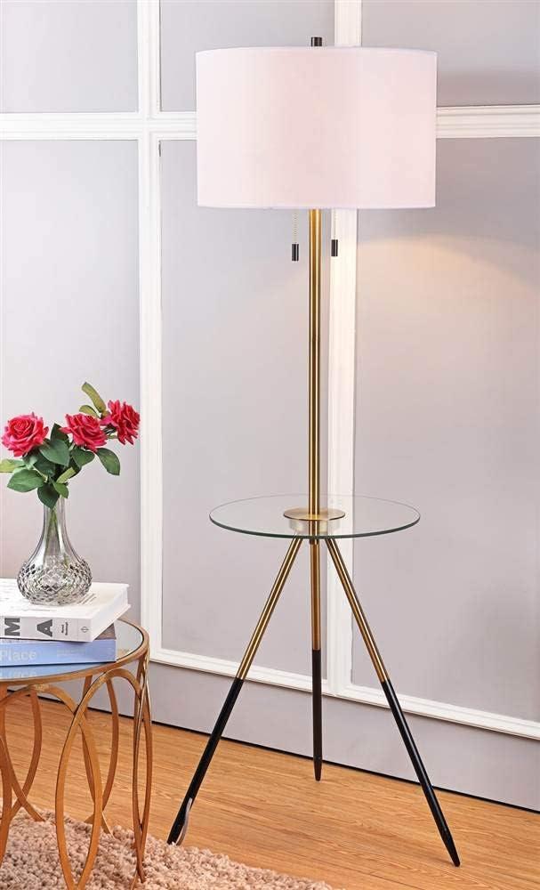 Morrison Floor Lamp Side Table - Brass Gold/Black - Safavieh